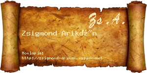 Zsigmond Arikán névjegykártya